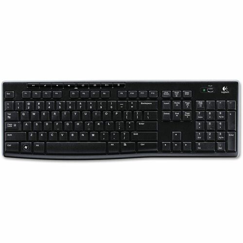 Logitech K270 Wireless Keyboard, Full-Size, 2.4 GHz RF, Unifying USB Receiver, 33 ft Range, Spill-Resistant, Black