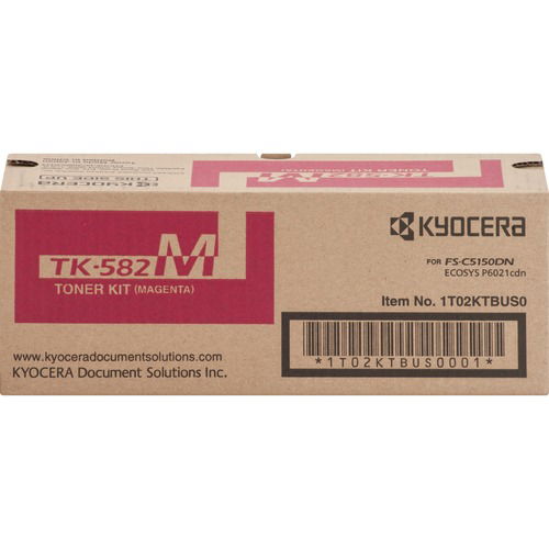 Kyocera TK-582M (TK582M) Toner Cartridge, Magenta, 2,800 Page Yield, for FS-C5150DN, P6021CDN