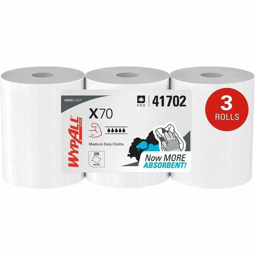 Wypall X70 Wipers Roll - 275 Sheets/Roll - White - Hydroknit, Pulp Fiber, Polypropylene - 3 / Carton