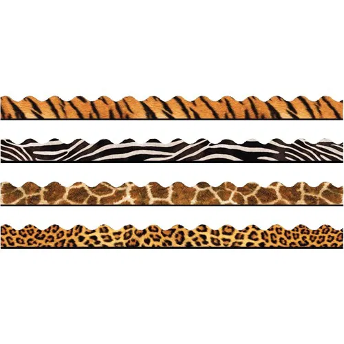 Trend Animal Prints Terrific Trimmers Variety Pack - Fun Theme/Subject - Leopard, Zebra, Giraffe, Tiger - Durable, Reusable - 1872" Length