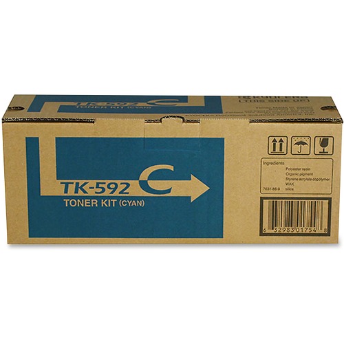 Kyocera TK-592C Original Laser Toner Cartridge - Cyan - 1 Each - 5000 Pages