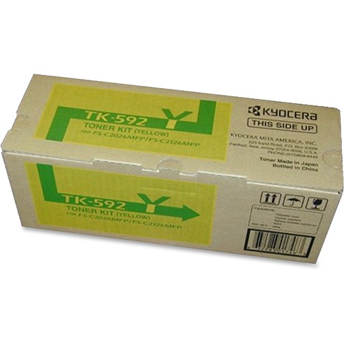 Kyocera TK-592Y Original Laser Toner Cartridge - Yellow - 1 Each - 5000 Pages