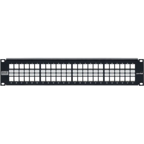 Leviton Shielded QuickPort Patch Panel, 48-port, 2RU - 48 Port(s) - 2U High - Black Powder Coat - 19" Wide - Rack-mountable