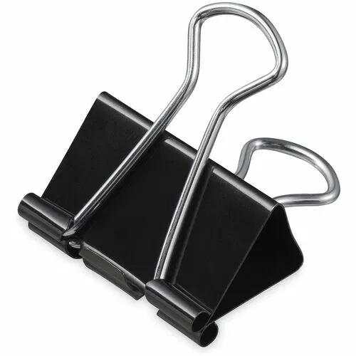 Universal Binder Clip, Mini, 0.6" W, 0.25" Capacity, Black/Silver, Steel Wire, Foldable Removable Handles, Triangular Design, 12/PK