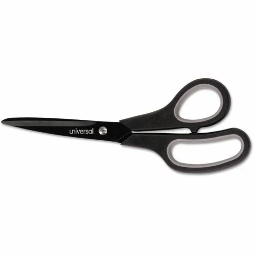 Universal Scissors - 3.50" Cutting Length - 8" Overall Length - Left/Right - Stainless Steel - Pointed Tip - Black, Blue - 1 Each