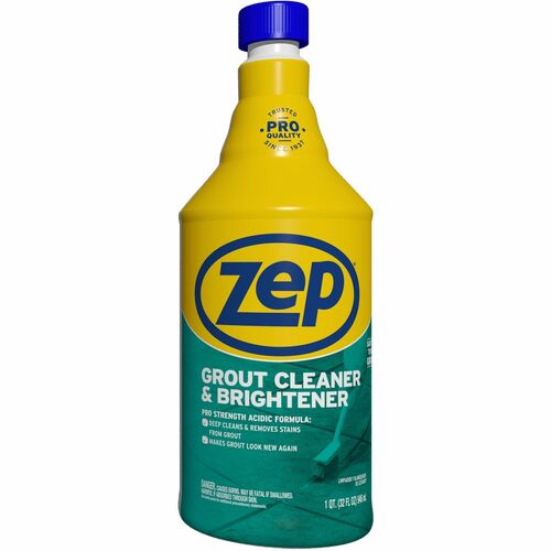 Zep Commercial Grout Cleaner and Brightener - For Grout, Professional, Tile, Floor, Bathroom - 32 fl oz (1 quart) - Easy to Use, Durable - Yellow - 1 Each