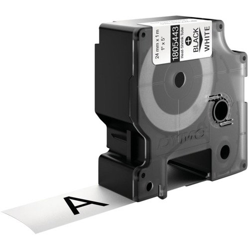 Dymo Black on White Wire and Cable Label - 15/16" x 59 1/16" Length - Permanent Adhesive - Thermal Transfer - White, Black - 1 - Heat-shrinkable, Cold Resistant