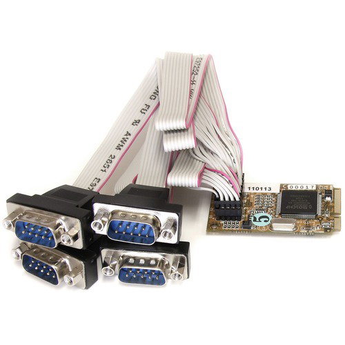 StarTech.com 4 Port RS232 Mini PCI Express Serial Card w/ 16650 - Add Four RS232 Serial Ports to an Embedded System through a mini PCI Express Slot - mini pcie serial card - 4 port rs232 - 4 port serial adapter - 4 port serial pci express mini card - pci 