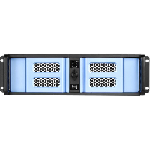 iStarUSA D Storm D-300SE System Cabinet - Rack-mountable - Black, Blue - Aluminum, Zinc-coated Steel - 3U - 7 x Bay - ATX, Micro ATX Motherboard Supported - 2 x Fan(s) Supported - 4 x External 5.25" Bay - 2 x External 3.5" Bay - 1 x Internal 3.5" Bay - 7x
