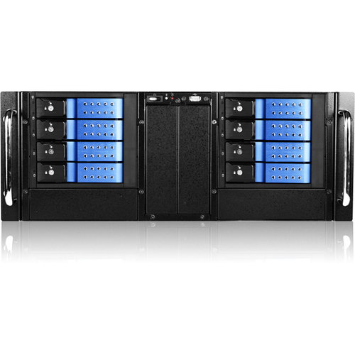 iStarUSA D Storm D-410-DE8 System Cabinet - Rack-mountable - Black, Blue - Zinc-coated Steel - 4U - 8 x Bay - ATX, EATX, Micro ATX Motherboard Supported - 2 x Fan(s) Supported - 8 x External 3.5" Bay - 7x Slot(s) - 1 x USB(s)