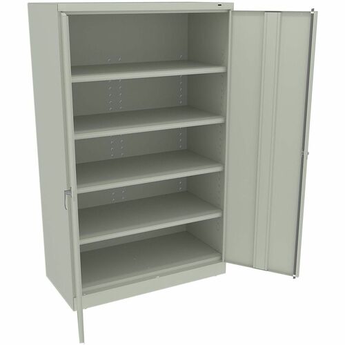 Tennsco Storage Cabinet, 48" W x 24" D x 78" H, 2000 lb Capacity, 5 Shelves (4 Adjustable), Three-Point Lock, Light Gray Steel