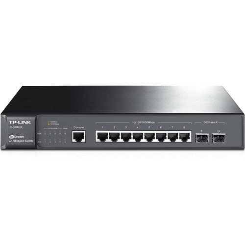TP-LINK TL-SG3210 8-port Pure-Gigabit L2 Managed Switch, 8 10/100/1000Mbps ports, 2 Gigabit SFP slots - 8 Ports - Manageable - 8 x RJ-45 - 2 x Expansion Slots - 10/100/1000Base-T - Rack-mountable, Desktop"