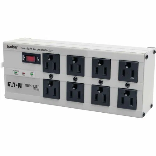 Tripp Lite Surge Protector, Isobar Series, 8-Outlet, 3,840 J, 12 ft Cord, Metal, Light Gray