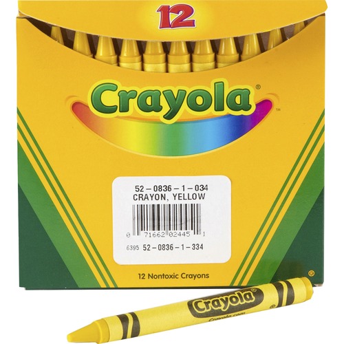 Crayola Crayons, Yellow, Permanent Waterproof, Double-Wrapped, Non-Toxic, 12/PK