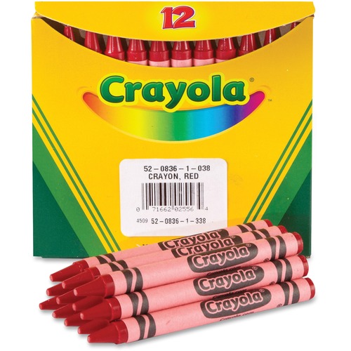 Crayola Crayons, Red, Double-Wrapped, Waterproof, AP Nontoxic, Reusable Tuck Box, 12/PK