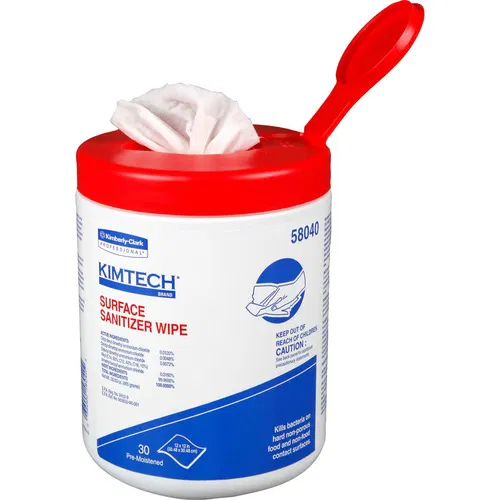Kimtech Surface Sanitizer Wipes, Prep, Hard, Nonporous Surfaces, 12" x 12", Antibacterial, Pre-Moistened, White, 30/Tub