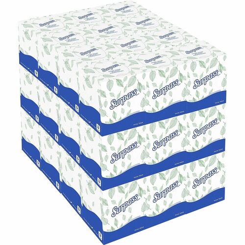 Surpass Facial Tissue Cube, 2-Ply, 8.3" W x 7.8" D, White Fiber, 90/Box, 36/CT