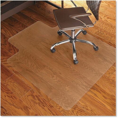 Es Robbins Economy Series Chair Mat, Hard Floor, 45" W x 53" D, 25" W x 12" D Lip, Clear Vinyl, Textured Back, Greenguard Gold