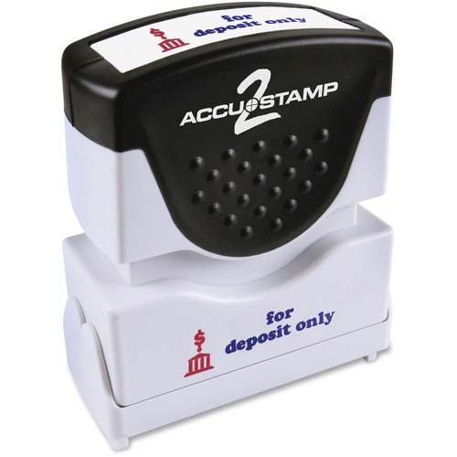 Cosco Pre-Inked Stamp, for Deposit Only Impression, 50,000 Impressions, 1.6" W x 0.5" H, Red/Blue Ink, Re-Inkable, Rubber Grip