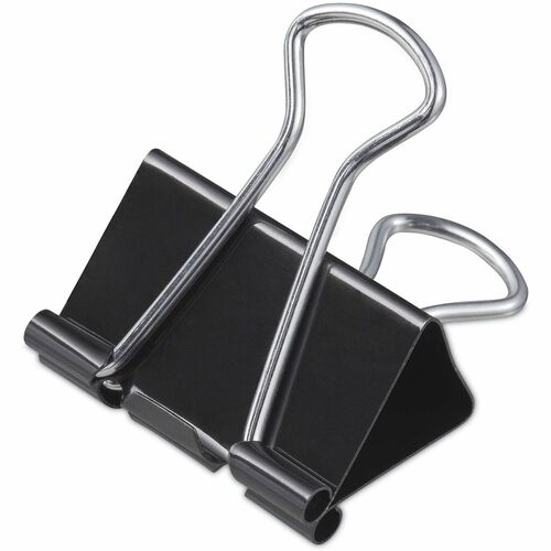 Universal Binder Clips, Medium, 1.3" W, 0.63" Capacity, Black/Silver Metal, Storage Tub, 24/PK