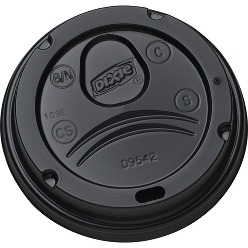 Dixie Hot Cup Lid, Dome, Vented, Black, Fits 10-20 oz Paper Cups, 100/PK, 10/CT