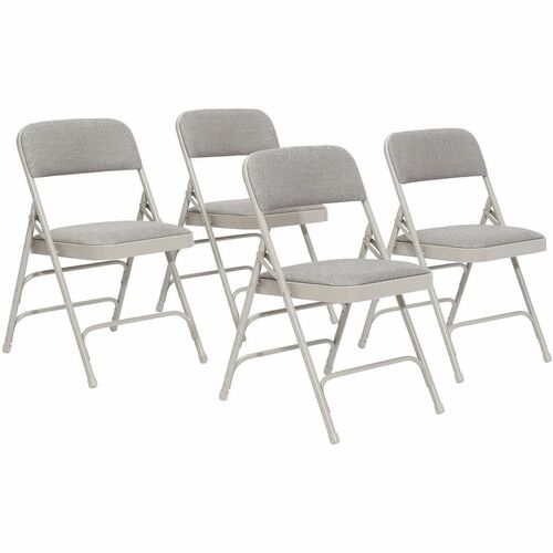 National Public Seating Folding Chair, 2300 Series, Stain-Resistant Upholstered Foam Seat, 500 lb Capacity, Gray Stone, Steel Frame, 4/CT