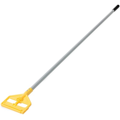 Rubbermaid Commercial Invader Mop Handle, 60" Aluminum Shaft, Plastic Head, Yellow/Gray, Thumbwheel Clamp, for 1" Headband Mopheads