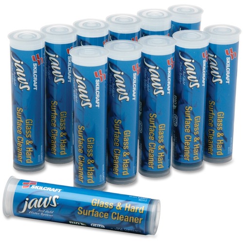 SKILCRAFT JAWS Glass/Surface Refill Cartridges - For Display Screen - Streak-free, Ammonia-free, Alcohol-free - 12 / Box - Blue