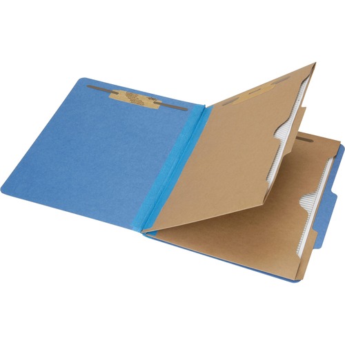 SKILCRAFT Letter Recycled Classification Folder - 8 1/2" x 11" - 2" Expansion - 6 Fastener(s) - 2" Fastener Capacity for Folder, 1" Fastener Capacity for Divider - 2 Divider(s) - Pressboard - Dark Blue - 30% Recycled - 10 / Box