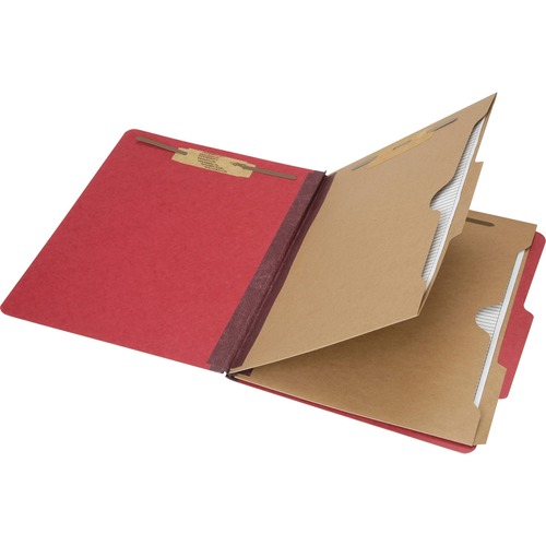 SKILCRAFT Letter Recycled Classification Folder - 8 1/2" x 11" - 2" Expansion - 6 Fastener(s) - 2" Fastener Capacity for Folder, 1" Fastener Capacity for Divider - 2 Divider(s) - Pressboard - Dark Red - 30% Recycled - 10 / Box