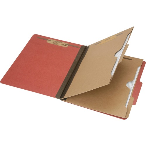 SKILCRAFT Letter Recycled Classification Folder - 8 1/2" x 11" - 2" Expansion - 6 Fastener(s) - 2" Fastener Capacity for Folder, 1" Fastener Capacity for Divider - 2 Divider(s) - Pressboard - Earth Red - 30% Recycled - 10 / Box