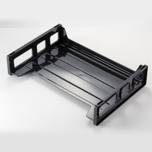 Officemate Side Load Letter Tray - 1 Compartment(s) - 1 Tier(s) - 2.75" Height x 13.19" Width x 9" Depth - Stackable, Durable, Handle, Sturdy - 30% Recycled - Black - Plastic - 1 Each