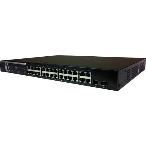 Amer 24 Port 10/100 PoE, 2 Port 1000, 2 Port Gigabit RJ45/SFP Combo Managed L2 Switch - 24 Ports - Manageable - Fast Ethernet, Gigabit Ethernet - 10/100Base-TX, 10/100/1000Base-T - 2 Layer Supported - 2 SFP Slots - Twisted Pair - PoE Ports - Lifetime Limi