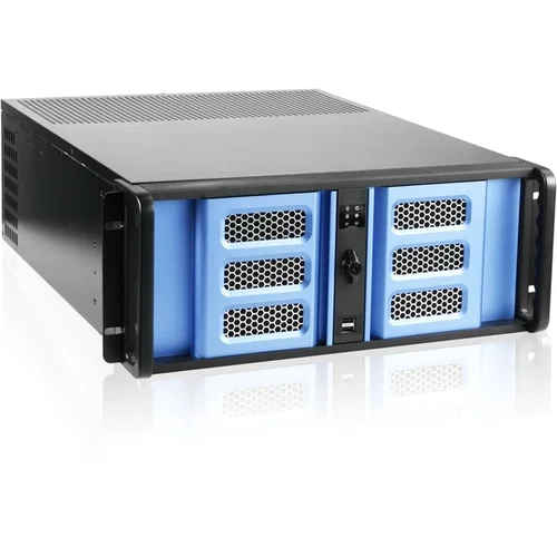 iStarUSA 4U Compact Stylish Rackmount Chassis - Rack-mountable - Blue, Black - Aluminum, Steel - 4U - 7 x Bay - ATX, Micro ATX Motherboard Supported - 3 x Fan(s) Supported - 4 x External 5.25" Bay - 1 x External 3.5" Bay - 2 x Internal 3.5" Bay - 7x Slot(