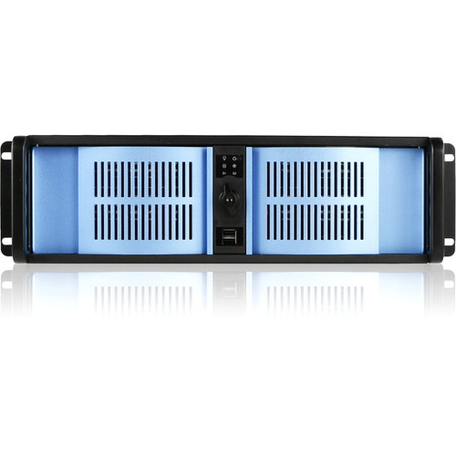 iStarUSA 3U Compact Stylish Rackmount Chassis Front-mounted ATX Power Supply - Rack-mountable - Black, Blue - Zinc-coated Steel, Aluminum Alloy - 3U - 8 x Bay - ATX, Micro ATX Motherboard Supported - 6 x Fan(s) Supported - 2 x External 5.25" Bay - 1 x Ext