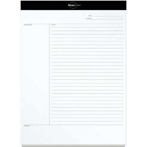 TOPS FocusNotes Legal Pad, Topbound, 50 Sheets, 8.5" x 11.75", 16 lb White, Perforated, Double-Stitched