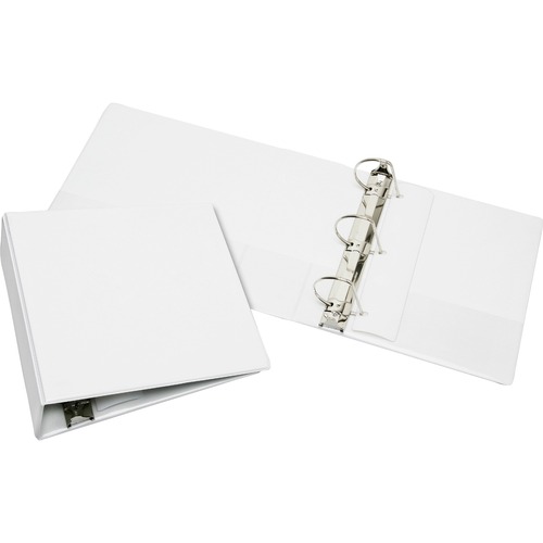 SKILCRAFT Slant D-ring Loose-leaf Binder - 4" Binder Capacity - Letter - 8 1/2" x 11" Sheet Size - 3 x D-Ring Fastener(s) - Inside Front & Back Pocket(s) - Vinyl - White - Recycled - Clear Overlay, Tear Resistant, Crack Resistant, Spine Label, Heavy Duty 