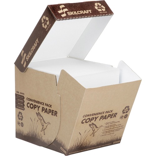 SKILCRAFT Convenience Pack Reamless Copy Paper - Letter - 8 1/2" x 11" - 20 lb Basis Weight - Matte - 2500 / Box - Archival-safe, Acid-free