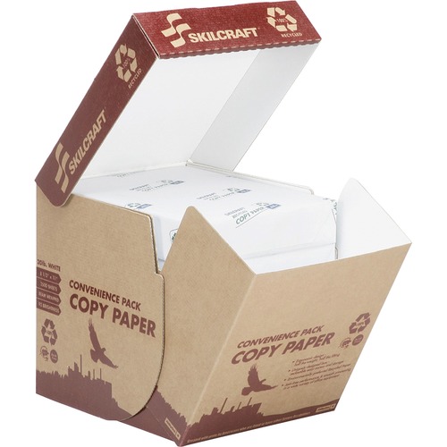 SKILCRAFT Convenience Pack Ream-wrapped Copy Paper - Letter - 8 1/2" x 11" - 20 lb Basis Weight - Matte - 2500 / Box - Ream-wrapped, Acid-free, Archival-safe