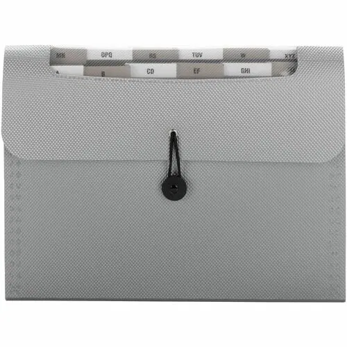 Smead Expanding File, Letter (8.5" x 11"), 12-Pocket, Polypropylene, Silver, Flap, Elastic Cord Closure, Preprinted A-Z/Monthly Tabs, 12/CT