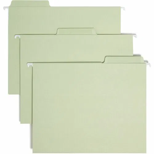Smead Hanging Folder, FasTab, Letter, 1/3 Tab Cut, Top Tabs, Erasable Tab, Moss, 20/Box