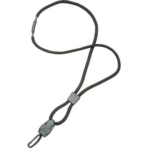 SKILCRAFT Premium Round Cord Neck Lanyard - 1 Dozen - 36" Length - Black - Polyester, Plastic