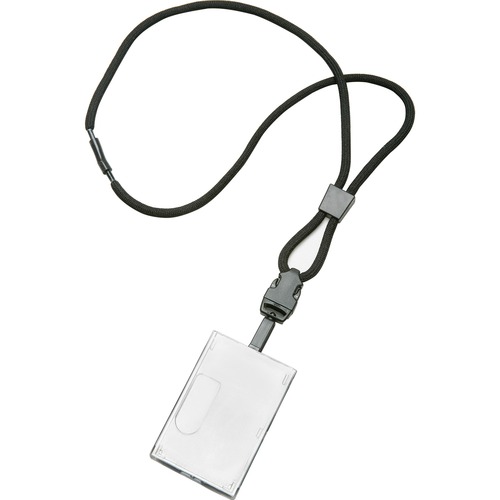 SKILCRAFT Smart Card Holder Lanyard - 1 Dozen - 36" Length - Black - Polyester