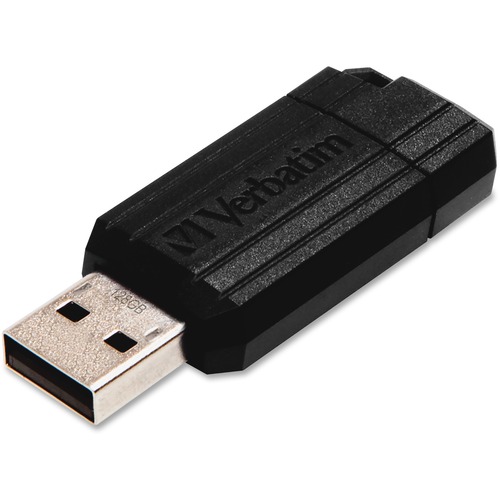 Microban 128GB PinStripe USB Drive - 128 GB - USB 2.0 Type A - 10 MB/s Read Speed - 4 MB/s Write Speed - Black - Lifetime Warranty - 1 Each