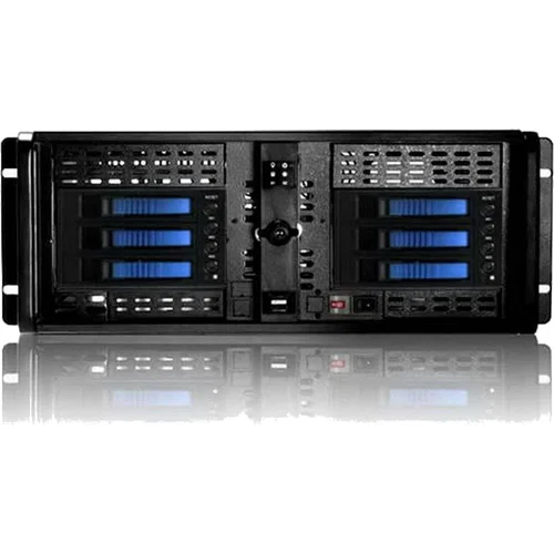 iStarUSA 4U Compact Stylish 6x3.5" Hotswap Server Chassis - Rack-mountable - Black, Blue - Zinc-coated Steel - 4U - 12 x Bay - ATX, µATX Motherboard Supported - 2 x Fan(s) Supported - 2 x External 5.25" Bay - 8 x External 3.5" Bay - 2 x Internal 3.5