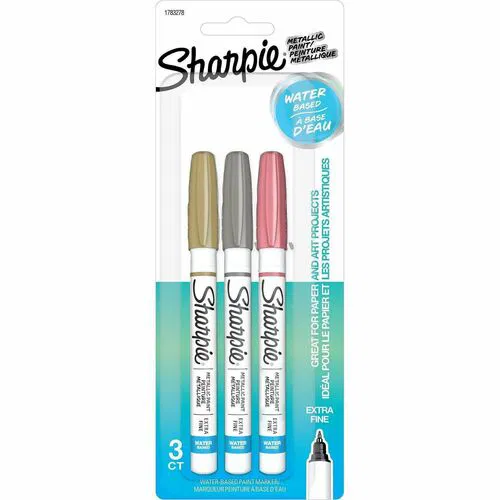 Sharpie Water-Based Glitter Paint Marker - Gold, Silver, Copper Rose Ink - Water Based - 3 / Pack