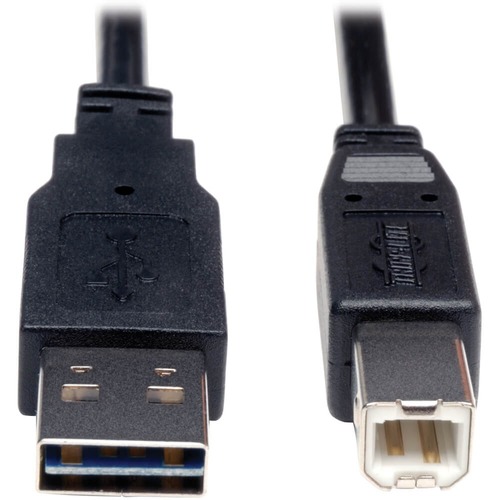Tripp Lite series Universal Reversible USB 2.0 A-Male to B-Male Device Cable - 6ft - 6 ft USB Data Transfer Cable - First End: 1 x 4-pin USB 2.0 Type A - Male - Second End: 1 x 4-pin USB 2.0 Type B - Male - Shielding - Nickel Plated Connector - Gold Plate