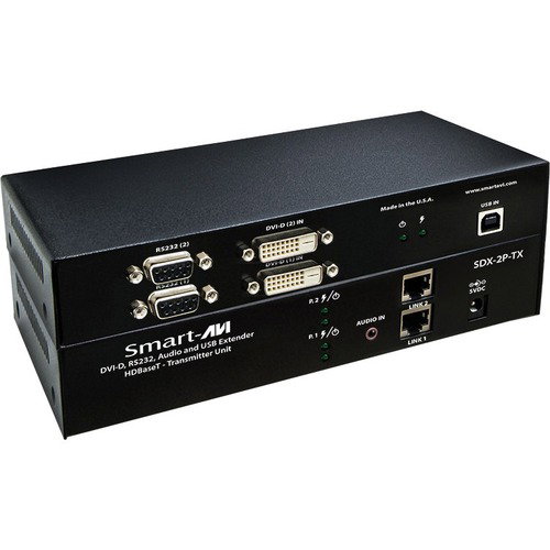 SmartAVI HDBaseT Dual DVI-D + USB + RS232 + Audio Extender - 1 Computer(s) - 1 Remote User(s) - 400 ft Range - WUXGA - 1920 x 1200 Maximum Video Resolution - 4 x Network (RJ-45) - 3 x USB - 4 x DVI - 120 V AC, 230 V AC, 5 V DC Input Voltage