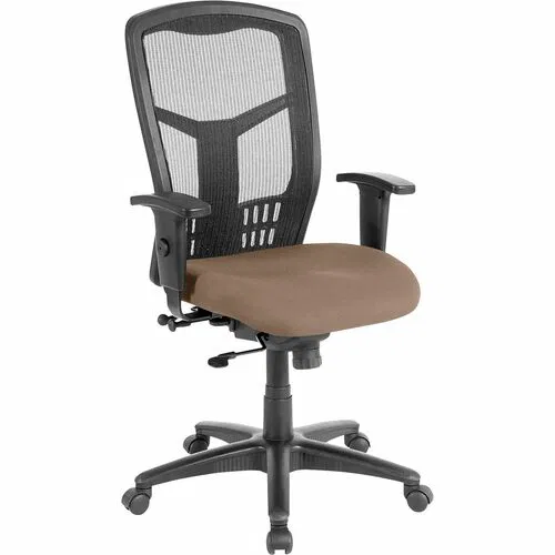 Lorell Executive High-Back Swivel Chair, Mesh Back, Fabric Seat, Adjustable Polyurethane-Padded Arms, Seat Height 18" - 21.5", 250 lb Capacity
