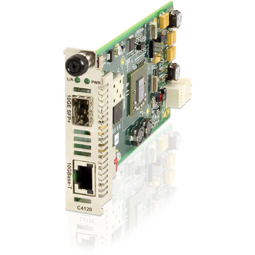 Transition Networks 10GBase-T Copper to Fiber Media Converter - 1 x Network (RJ-45) - 10GBase-T, 10GBase-X - 1 x Expansion Slots - 1 x SFP+ Slots - Internal